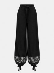 Pantalon ballon à dentelle noir, pièce seule, vue de face