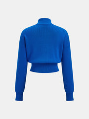 Veste courte zippée maille mélange laine