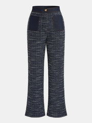 Pantalon tweed à poches denim marine, pièce seule, vue de face
