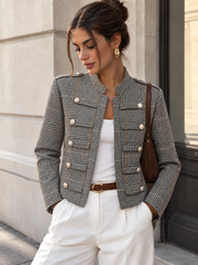 Veste napoléon à pied-de-poule