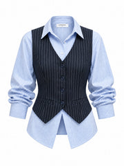 Ensemble gilet rayé et chemise