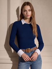 Top tricot effet deux pièces laine mélangée