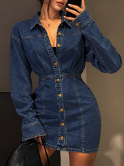 Robe mini en jean taille cintrée