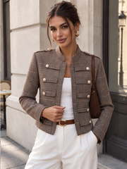 Veste napoléon à pied-de-poule