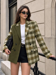 Blazer laine à carreaux bicolore