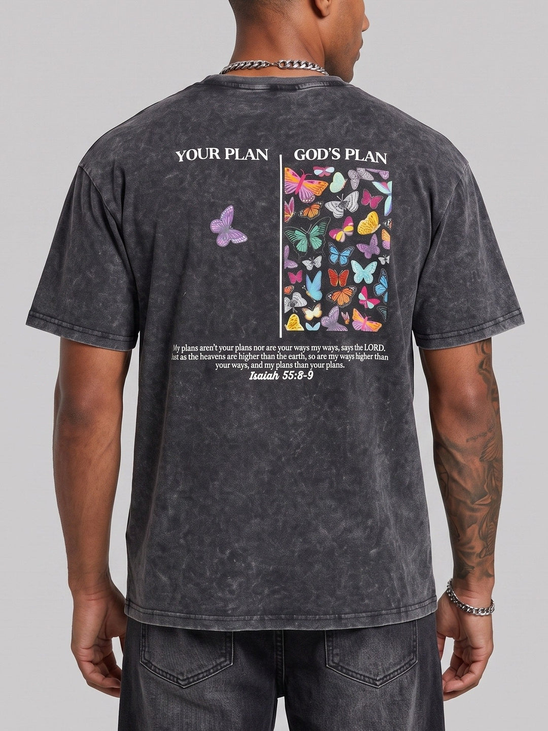 T-shirt noir à imprimé vintage — vue principale du produit.