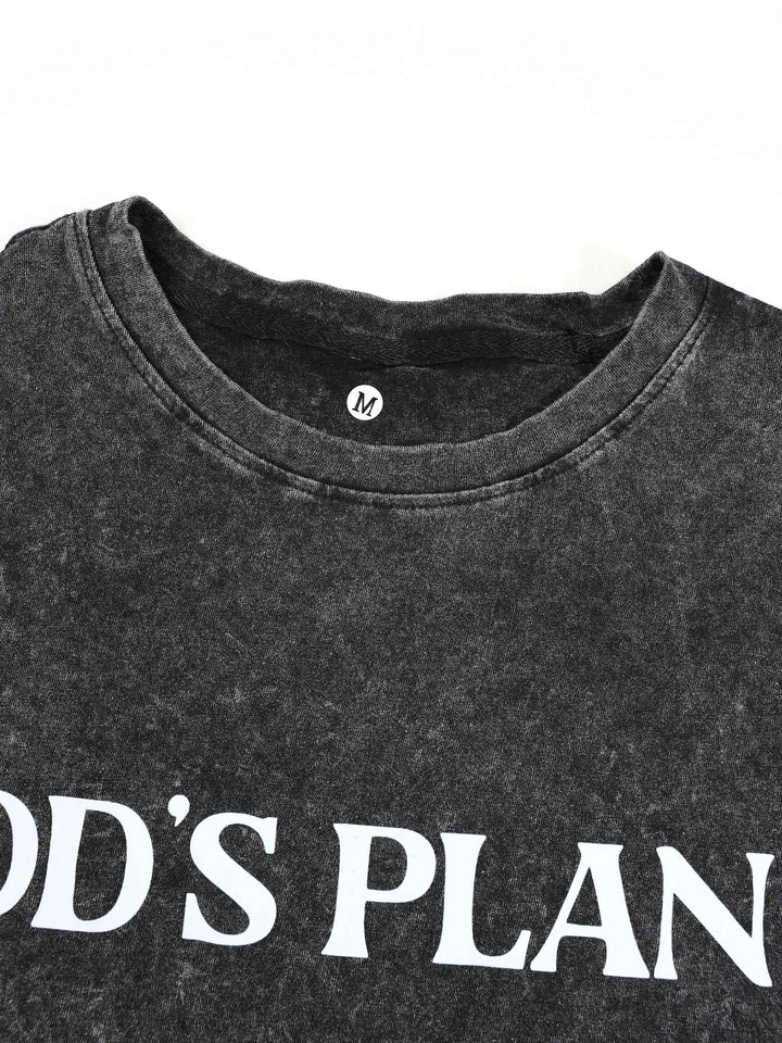 T-shirt noir à imprimé vintage — vue complémentaire du produit.