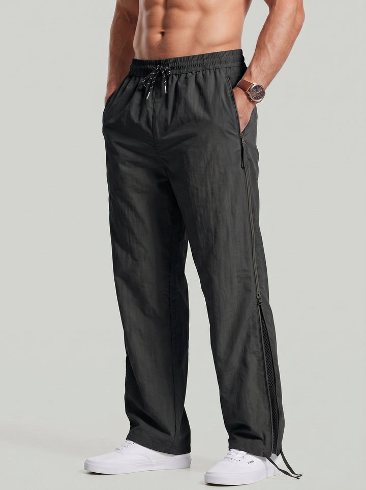 Pantalon ample à zips noir, vue portée de face