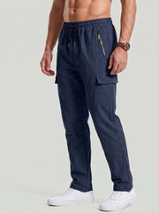 Pantalon cargo uni bleu marine — vue portée de face