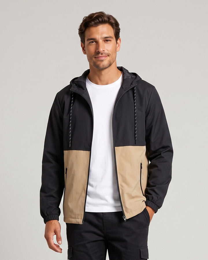 Veste chic décontractée noire et beige — vue de face