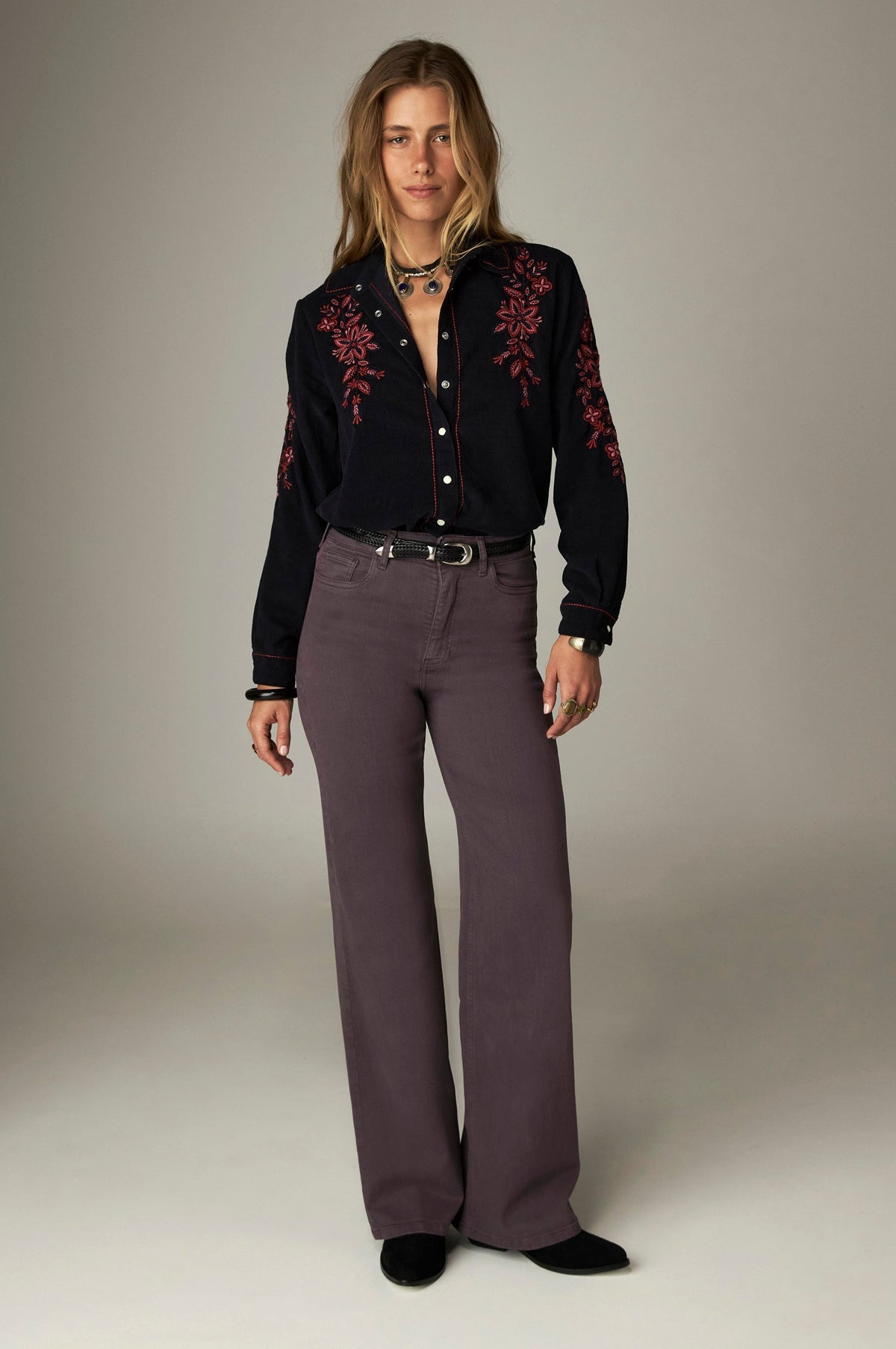 Pantalon large aubergine