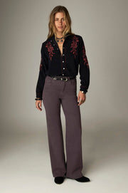 Pantalon large aubergine