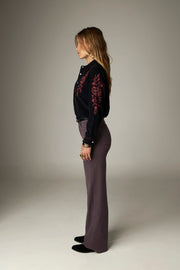 Pantalon large aubergine