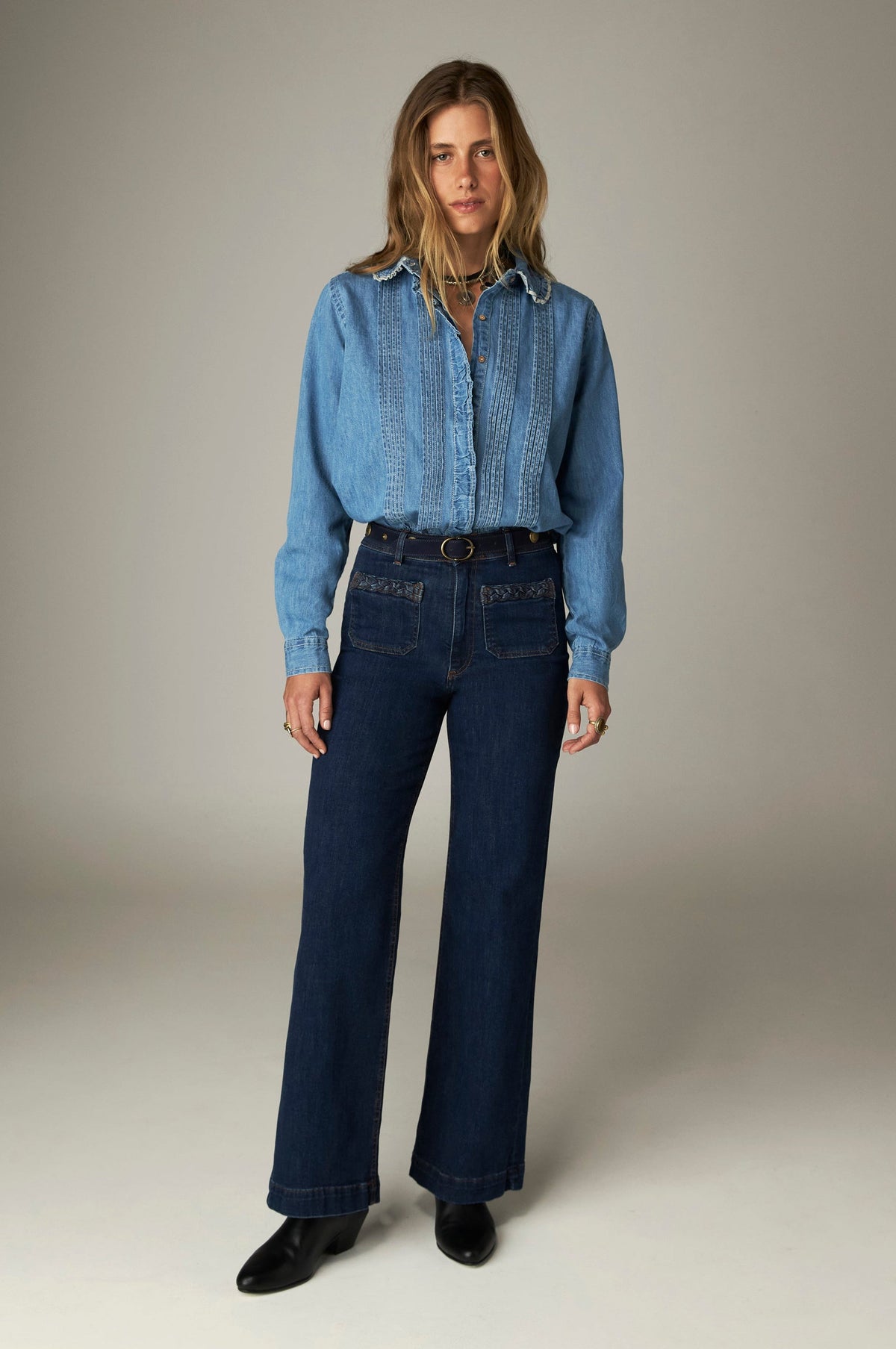 Pantalon large taille haute