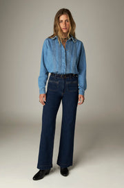 Pantalon large taille haute
