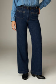 Pantalon large taille haute