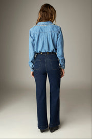 Pantalon large taille haute