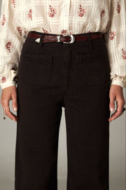 Pantalon brun à jambe large