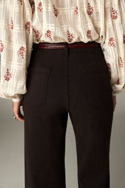 Pantalon brun à jambe large