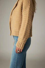 Cardigan maille col revers — vue portée de dos