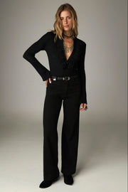 Pantalon large à taille haute