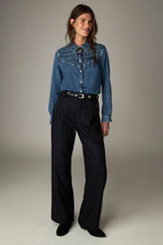 Pantalon tailleur rayé
