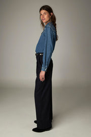Pantalon tailleur rayé