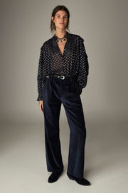 Pantalon en velours brodé