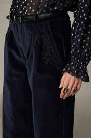 Pantalon en velours brodé