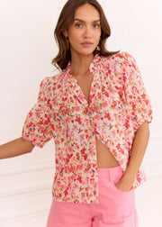 Blouse fleurie rose fluide