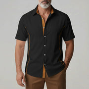 Chemise plastron contrasté noir — vue portée de face