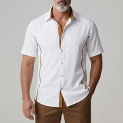 Chemise plastron contrasté blanc — vue portée de face