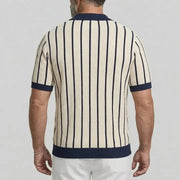 Chemise maille rayée bordures contrastées — vue portée de dos