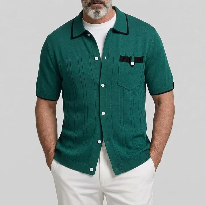 Chemise verte à poche poitrine, vue de face