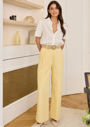 Pantalon coton coupe large