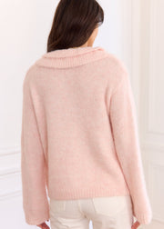 Gilet rose poudre double col Claudine