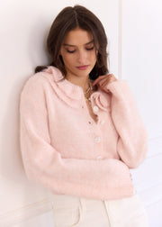 Gilet rose poudre double col Claudine