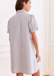 Robe rayée bleue festonnée