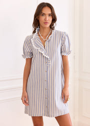 Robe rayée bleue festonnée