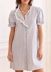 Robe rayée bleue festonnée