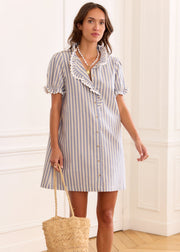 Robe rayée bleue festonnée