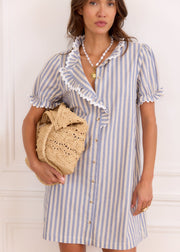 Robe rayée bleue festonnée