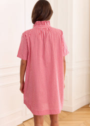 Robe vichy rouge boutons nacre