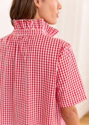 Robe vichy rouge boutons nacre
