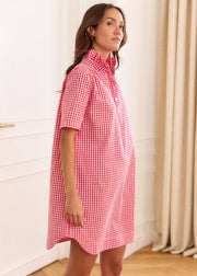 Robe vichy rouge boutons nacre