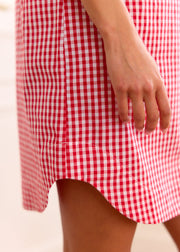 Robe vichy rouge boutons nacre
