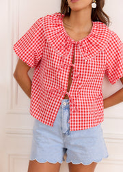 Top vichy corail à nouer