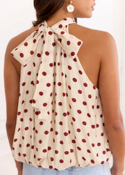 Top écru à pois terracotta
