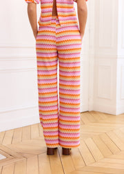 Pantalon maille chevron lilas