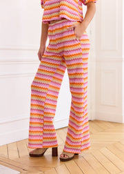 Pantalon maille chevron lilas